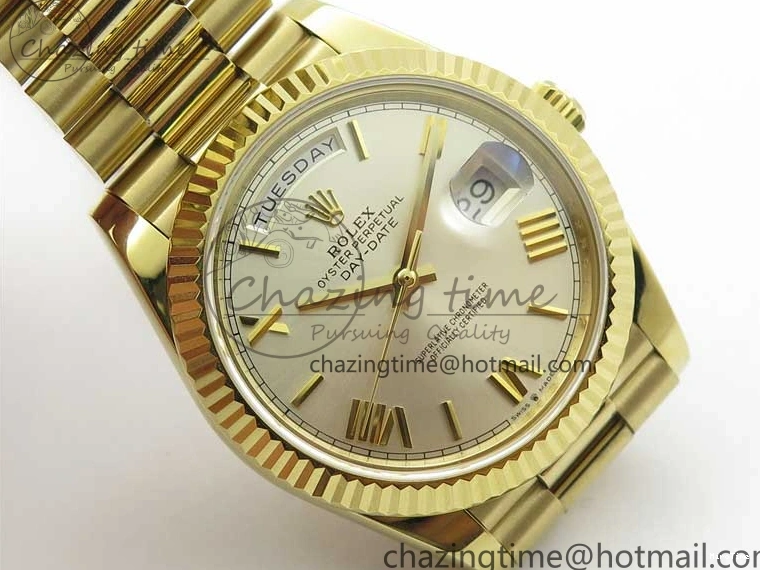 MiroTime 0220 Day-Date 40mm 228239 BP New Dial Version 904 YG Silver Roman Markers Dial on SS President Bracelet A Popular 2806